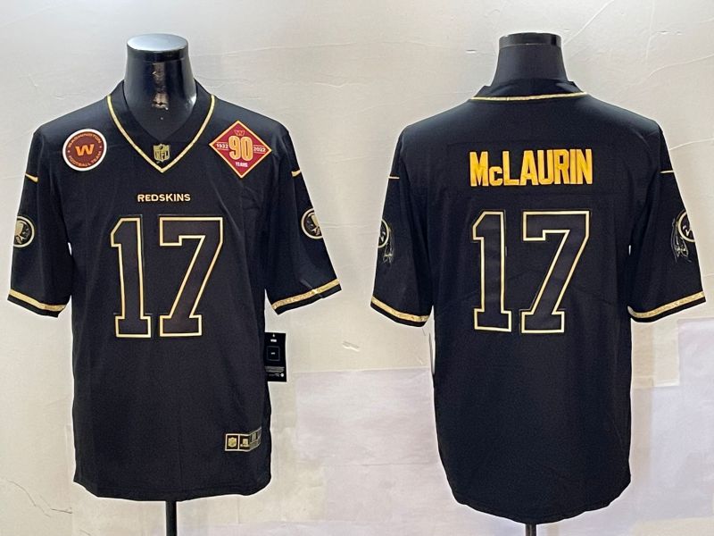 Men Washington Redskins #17 Mclaurin Black Gold Throwback 2024 Nike Limited NFL Jersey style 4->washington redskins->NFL Jersey